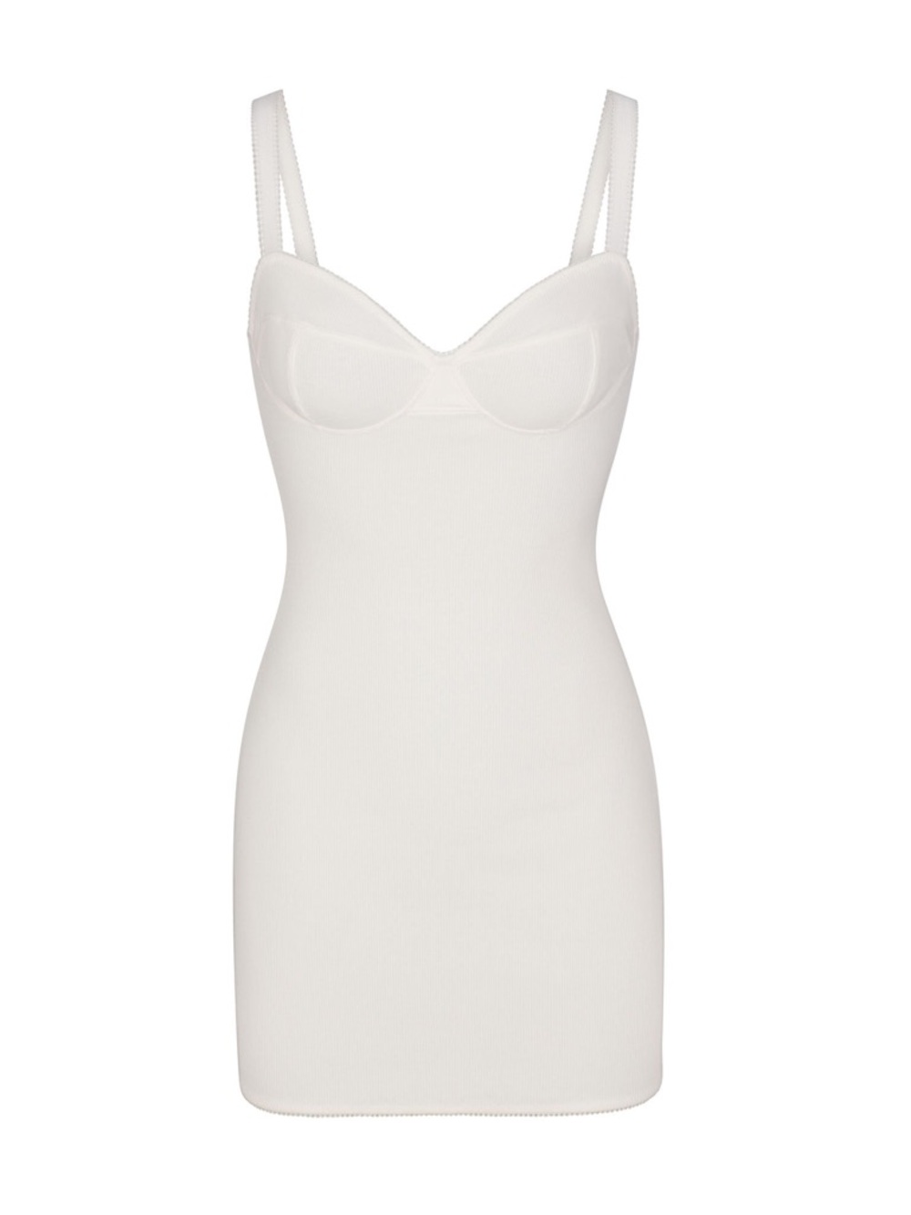 SKIMS Cotton Rib Picot White/Cream Cami Mini Dress Large